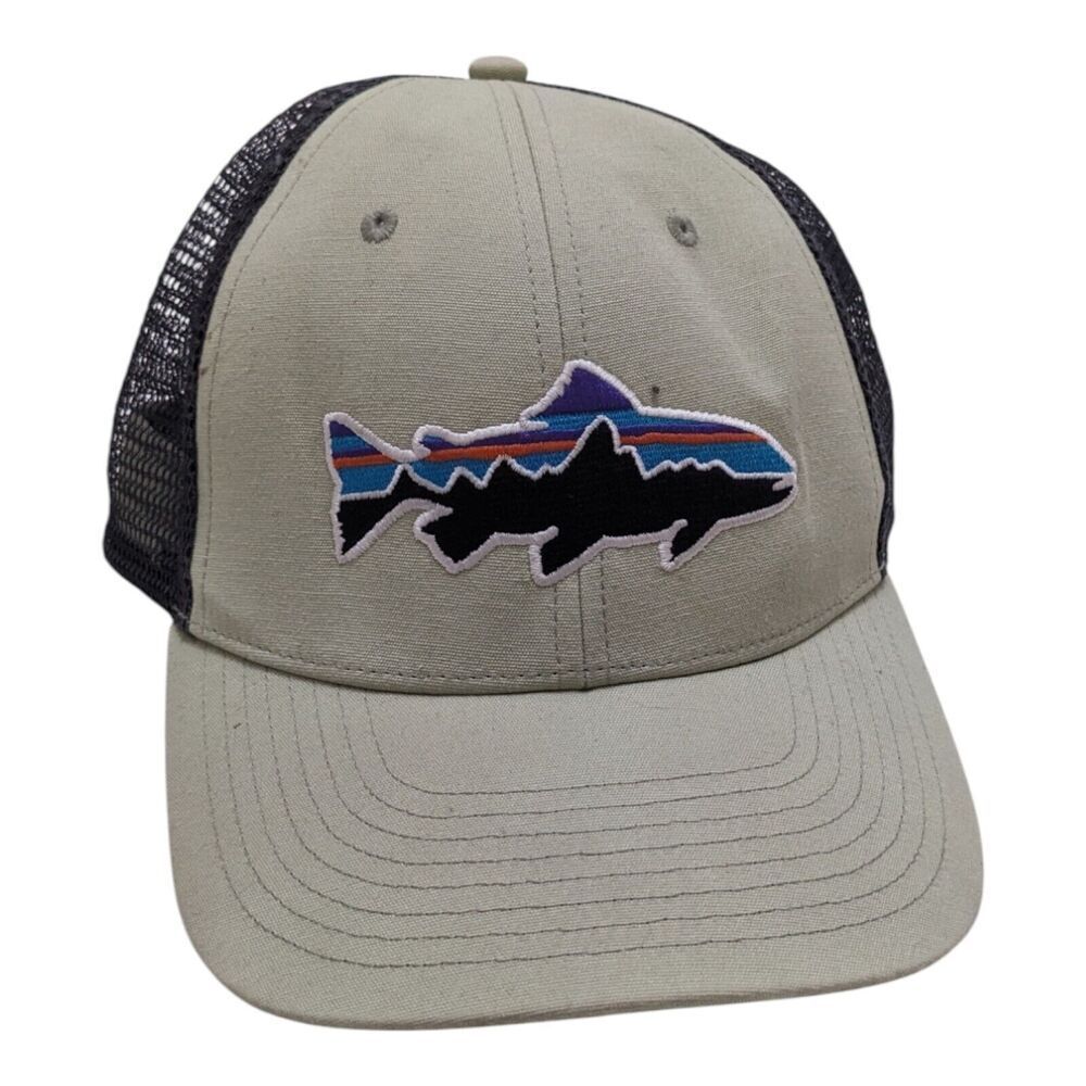 Patagonia Fitz Roy Fish Trout Mesh‎ Trucker Snapback Hat Cap Adjustable